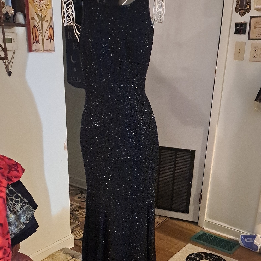Vintage Gorgeous Beaded Silk Gown With Draped Back, M